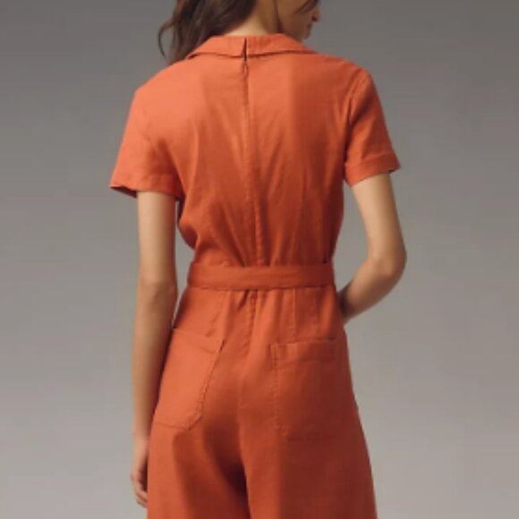 Rust Linen Anthropologie Jumpsuit Size 6 - Picture 2 of 9
